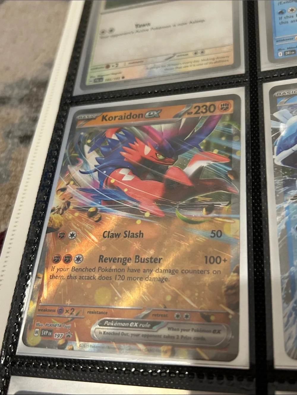 Pokemon Koraidon ex Holographic Card - Red, Blue, Purple, Gold